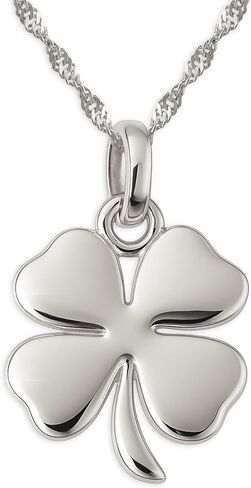925 Sterling Silver Four Four Leaf Clover Necklace - Rhodium مطلي بالمرآة اللامعة اللامع قلادة شامروك مع سلسلة 20 بوصة - سحر حظ سعيد - المجوهرات الأيرلندية للنساء - مصنوعة يدويًا in Saudi Arabia