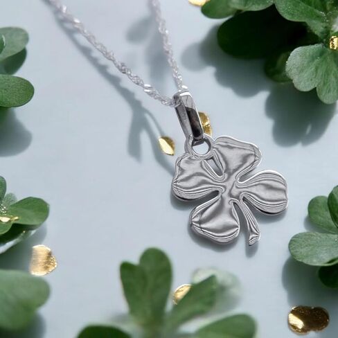 925 Sterling Silver Four Four Leaf Clover Necklace - Rhodium مطلي بالمرآة اللامعة اللامع قلادة شامروك مع سلسلة 20 بوصة - سحر حظ سعيد - المجوهرات الأيرلندية للنساء - مصنوعة يدويًا in Saudi Arabia