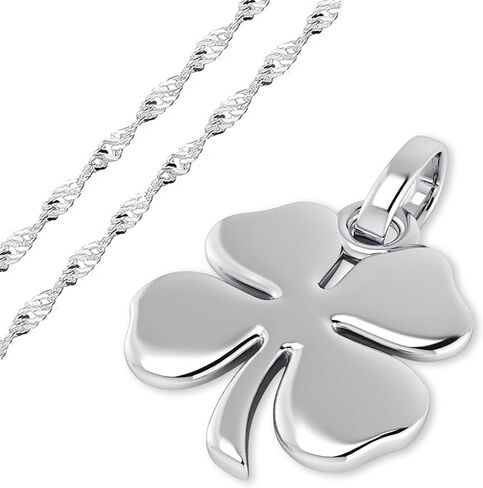 925 Sterling Silver Four Four Leaf Clover Necklace - Rhodium مطلي بالمرآة اللامعة اللامع قلادة شامروك مع سلسلة 20 بوصة - سحر حظ سعيد - المجوهرات الأيرلندية للنساء - مصنوعة يدويًا in Saudi Arabia