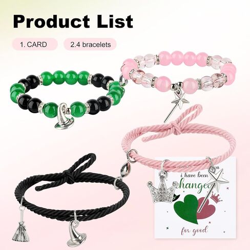 لأساور الصداقة في Elphaba Glinda مطابقة ، و Crown Crown Witch Hat Hat مطابقة الأساور ، وملحقات BFF الأزواج مع بطاقة شريرة لحفلة المشجع in Kuwait