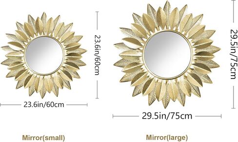 Wall Mirrors Decorative 30" Country-Style Gold Round Mirrors for Wall Decor ，Sunflower Wall Hanging Mirror in Saudi Arabia