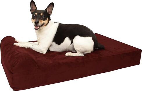 Barker Junior - 4" Pillow Top Orthopedic Dog Bed with Headrest for Small Dogs 20-30 Pounds in Kuwait