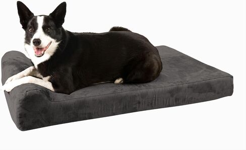 Barker Junior - 4" Pillow Top Orthopedic Dog Bed with Headrest for Small Dogs 20-30 Pounds in Kuwait