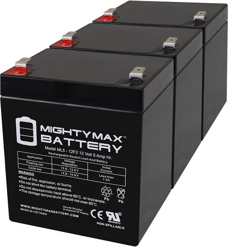 Mighty Max Battery ML5-12F2-12 Volt 5 AH, F2 Terminal, Rechargeable SLA AGM Battery in Kuwait