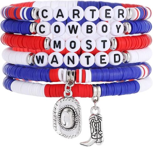 6pcs Cowgirl Cowboy Stackable Beaded Bracelets with Cow Hat Boots Charms Western Country Beaded Stretch Bracelets for Music Star Concert Fans Y2K Boho Bulk Cowboy Cowgirl Clay Bead Friendship Bracelet Gift in Kuwait