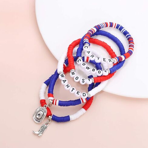 6pcs Cowgirl Cowboy Stackable Beaded Bracelets with Cow Hat Boots Charms Western Country Beaded Stretch Bracelets for Music Star Concert Fans Y2K Boho Bulk Cowboy Cowgirl Clay Bead Friendship Bracelet Gift in Kuwait