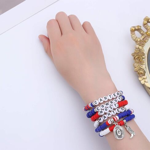 6pcs Cowgirl Cowboy Stackable Beaded Bracelets with Cow Hat Boots Charms Western Country Beaded Stretch Bracelets for Music Star Concert Fans Y2K Boho Bulk Cowboy Cowgirl Clay Bead Friendship Bracelet Gift in Kuwait