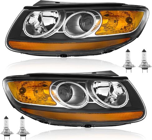 UPGRADE Compatible with 2007-2012 Hyundai Santa Fe SE/Limited/GLS Headlight with Halogen Bulbs 92101-0W050 92102-0W050(Driver&Passenger Side) in Saudi Arabia
