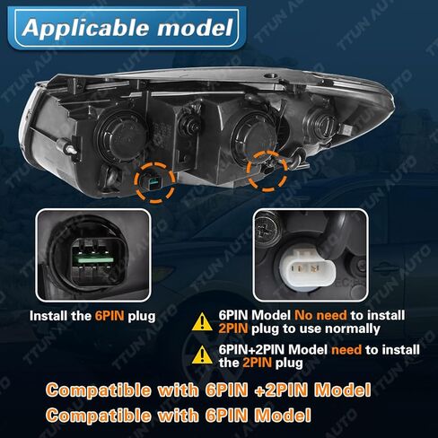 UPGRADE Compatible with 2007-2012 Hyundai Santa Fe SE/Limited/GLS Headlight with Halogen Bulbs 92101-0W050 92102-0W050(Driver&Passenger Side) in Saudi Arabia