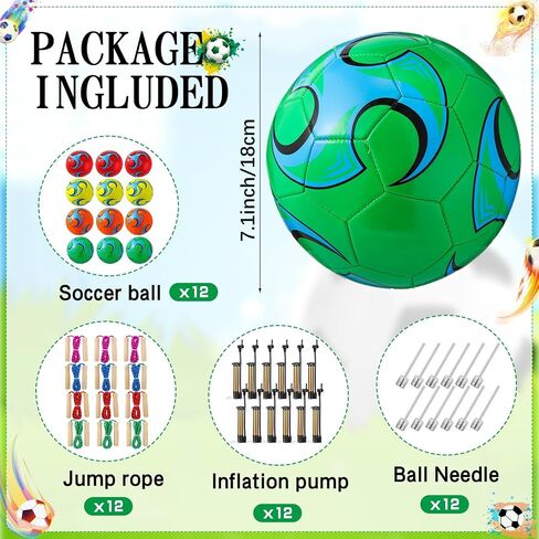 12 Sets Operation Christmas Deflated Soccer Ball Bulk with Pump Jump Rope for Child, Bulk Soccer Balls Jump Rope Size 5 Outside Sport Soccer Ball 7.25 ft Adjustable Skipping Rope in Saudi Arabia