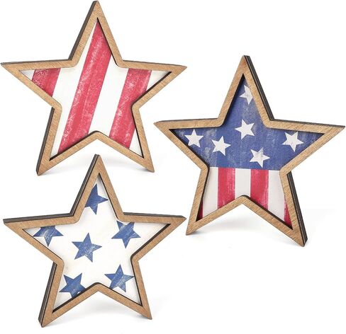Cochie 4th Decorations Stars Wooden Stars ، Decor Decor Decord Decord Tier Tier Tier Decor in Kuwait