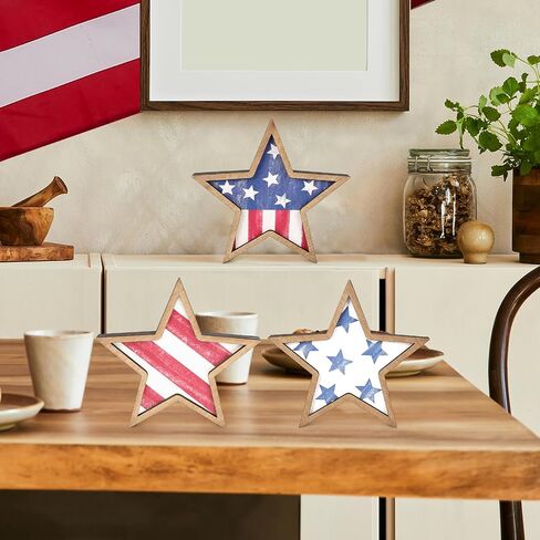 Cochie 4th Decorations Stars Wooden Stars ، Decor Decor Decord Decord Tier Tier Tier Decor in Kuwait