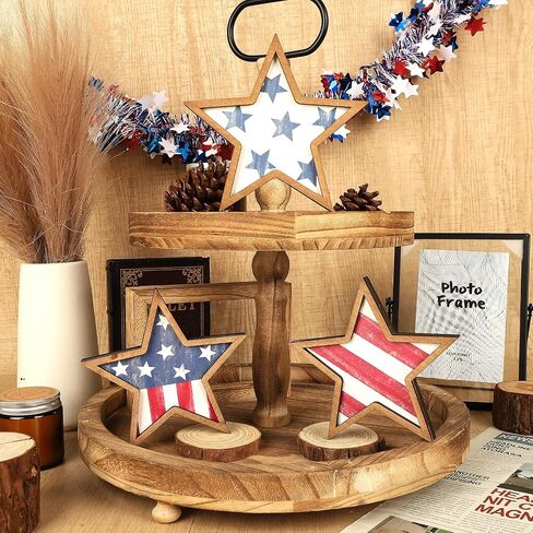 Cochie 4th Decorations Stars Wooden Stars ، Decor Decor Decord Decord Tier Tier Tier Decor in Kuwait