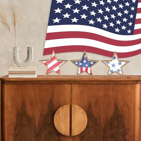 Cochie 4th Decorations Stars Wooden Stars ، Decor Decor Decord Decord Tier Tier Tier Decor in Kuwait