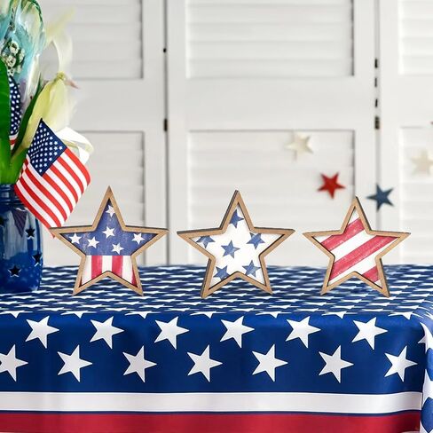 Cochie 4th Decorations Stars Wooden Stars ، Decor Decor Decord Decord Tier Tier Tier Decor in Kuwait