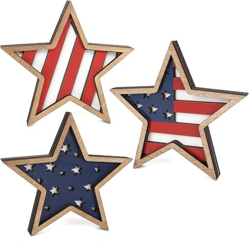 Cochie 4th Decorations Stars Wooden Stars ، Decor Decor Decord Decord Tier Tier Tier Decor in Saudi Arabia