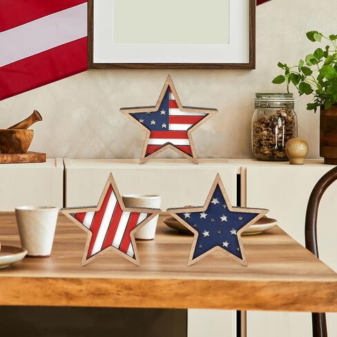 Cochie 4th Decorations Stars Wooden Stars ، Decor Decor Decord Decord Tier Tier Tier Decor in Saudi Arabia