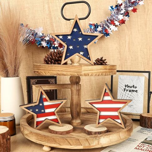Cochie 4th Decorations Stars Wooden Stars ، Decor Decor Decord Decord Tier Tier Tier Decor in Saudi Arabia