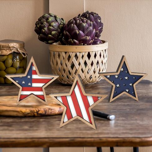 Cochie 4th Decorations Stars Wooden Stars ، Decor Decor Decord Decord Tier Tier Tier Decor in Saudi Arabia