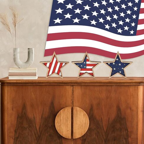 Cochie 4th Decorations Stars Wooden Stars ، Decor Decor Decord Decord Tier Tier Tier Decor in Saudi Arabia