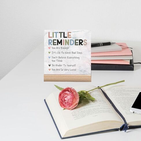Inspirational Office Desk Decor, Little Reminders Desk Sign, Motivational Gifts for Women, Cute Home Office Decorations for Work, Positive Quotes for Teacher Decorative Sign, Fun Cubicle & Table Decor Signs in Saudi Arabia