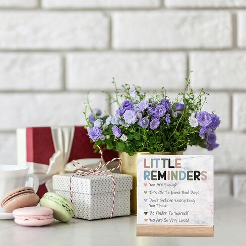 Inspirational Office Desk Decor, Little Reminders Desk Sign, Motivational Gifts for Women, Cute Home Office Decorations for Work, Positive Quotes for Teacher Decorative Sign, Fun Cubicle & Table Decor Signs in Saudi Arabia