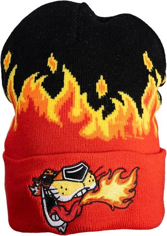 Mad Engine Chester Cheetos Beanie Hat Fire Breather Pom Winter Cuffed Beanies in Saudi Arabia