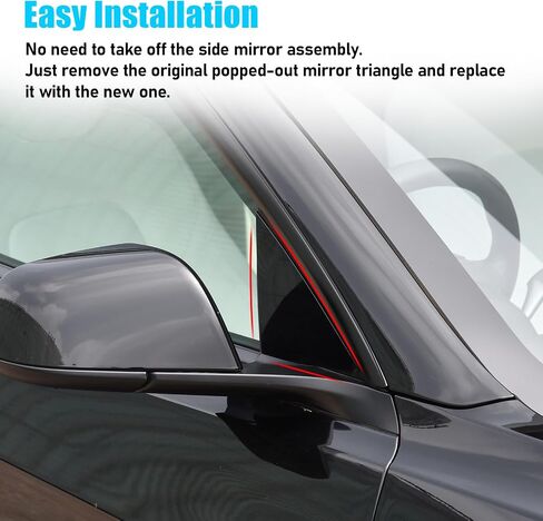 Jaronx متوافق مع Tesla Mirror Triangle Cover Model 3 2017-2024 ، 1130655-00-D Model 3 Driver Side Mirror Triangle trim ، trim a-pillar thebique triangle trivin in Kuwait