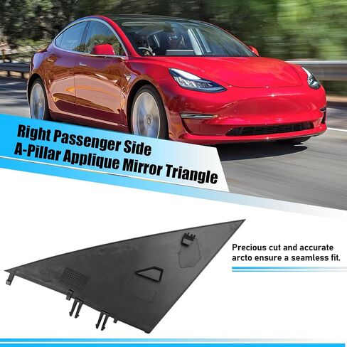 Jaronx متوافق مع Tesla Mirror Triangle Cover Model 3 2017-2024 ، 1130655-00-D Model 3 Driver Side Mirror Triangle trim ، trim a-pillar thebique triangle trivin in Kuwait