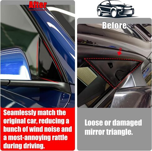 Jaronx متوافق مع Tesla Mirror Triangle Cover Model 3 2017-2024 ، 1130655-00-D Model 3 Driver Side Mirror Triangle trim ، trim a-pillar thebique triangle trivin in Kuwait