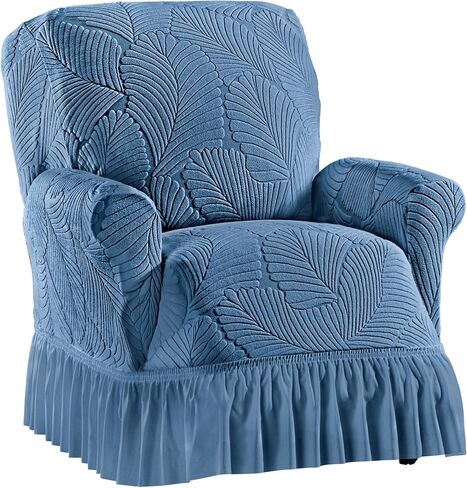 Collections Etc Textured Leaf Design Ruffled Skirt Slipcover in Saudi Arabia