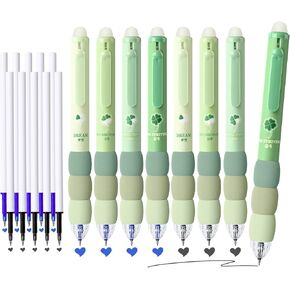Temiary 18Pcs Aesthetic Retractable Erasable Gel Pens, Make Mistakes Disappear, 8 Pens & 10 Refills, Cartoon Smooth Writing Pen, 0.5 mm Black & Blue Ink Pen, Office School Supplies. (Purple Theme in Kuwait