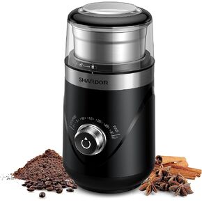 Shardor ترقية Coffee Grinder Electric ، Herb/Spice ، Espresso مع وعاء من الفولاذ المقاوم للصدأ القابل للإزالة ، الإصدار الأسود ، الإصدار 3.0 in Kuwait