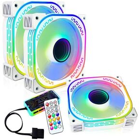 120mm RGB Case Fans 12V Quiet Gaming PC Computer LED CPU Cooler Chassis Fans with Adjustable Color Controlled by Remote 3-Pack Black in Kuwait