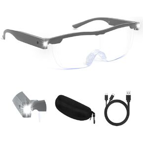 Magnifying Glasses with Light, 200% Magnification, USB Rechargeable LED Lighted Magnifying Glass, Anti Blue Light, Hands Free Head Magnifier Eyeglasses for Close Work, Hobbies, Reading, Craft in Kuwait
