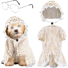 3Pcs Dog Halloween Costume Old Lady Costume for Big Bad Wolf Grandma Dogs Costume Include Dog Dress Hat and Glasses for Dog Halloween Party Cosplay (3XL) in Kuwait