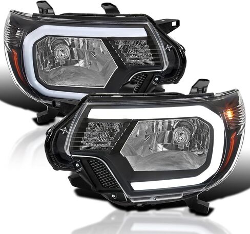 SPEC-D TUNING Black Headlights w/LED Strip Compatible with 2012-2015 Toyota Tacoma, Left + Right Pair Headlamp Assembly in Saudi Arabia