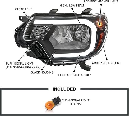 SPEC-D TUNING Black Headlights w/LED Strip Compatible with 2012-2015 Toyota Tacoma, Left + Right Pair Headlamp Assembly in Saudi Arabia