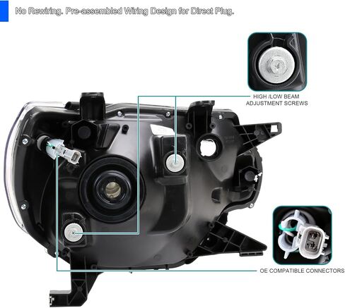 SPEC-D TUNING Black Headlights w/LED Strip Compatible with 2012-2015 Toyota Tacoma, Left + Right Pair Headlamp Assembly in Saudi Arabia