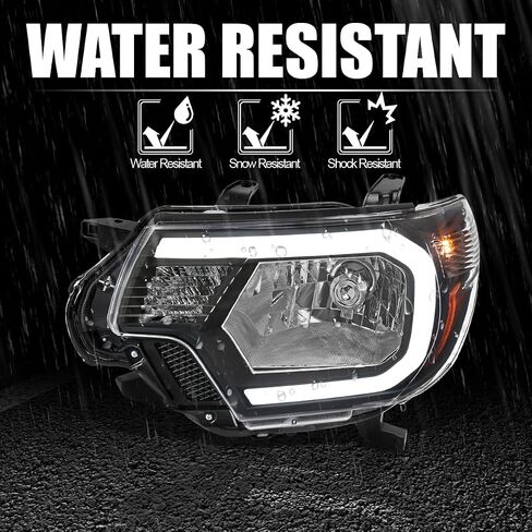 SPEC-D TUNING Black Headlights w/LED Strip Compatible with 2012-2015 Toyota Tacoma, Left + Right Pair Headlamp Assembly in Saudi Arabia