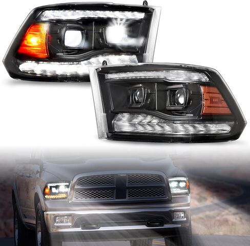 Full LED Headlights for Dodge Ram 1500 09-18, DRL Dynamic Animation Sequential Turn Signal Head Lights for Dodge Ram 1500 2500 3500 2009-2018 Accessories (2PCS) in Saudi Arabia