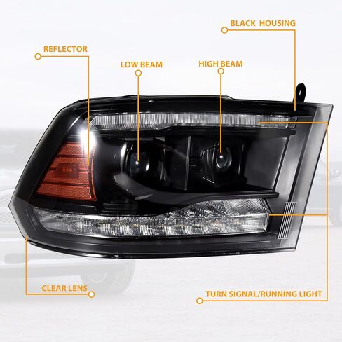Full LED Headlights for Dodge Ram 1500 09-18, DRL Dynamic Animation Sequential Turn Signal Head Lights for Dodge Ram 1500 2500 3500 2009-2018 Accessories (2PCS) in Saudi Arabia