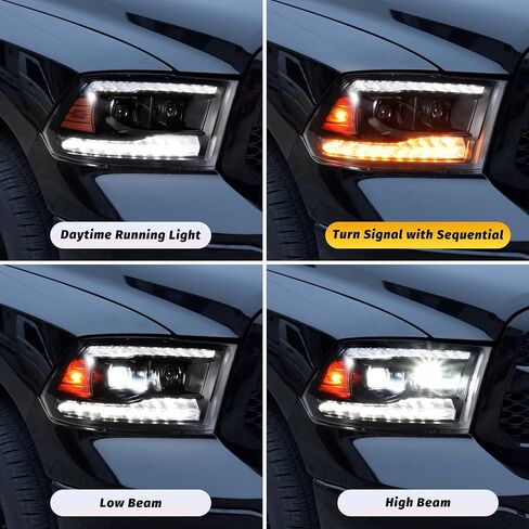 Full LED Headlights for Dodge Ram 1500 09-18, DRL Dynamic Animation Sequential Turn Signal Head Lights for Dodge Ram 1500 2500 3500 2009-2018 Accessories (2PCS) in Saudi Arabia