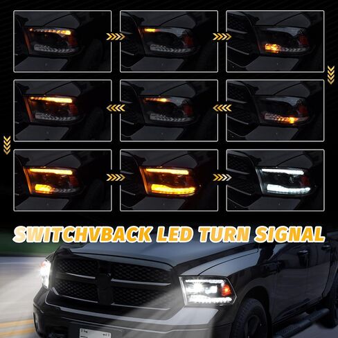 Full LED Headlights for Dodge Ram 1500 09-18, DRL Dynamic Animation Sequential Turn Signal Head Lights for Dodge Ram 1500 2500 3500 2009-2018 Accessories (2PCS) in Saudi Arabia