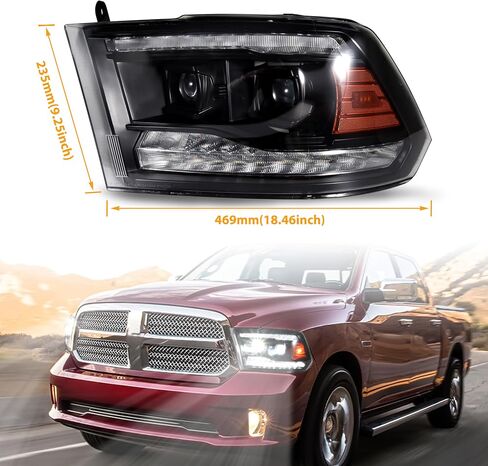 Full LED Headlights for Dodge Ram 1500 09-18, DRL Dynamic Animation Sequential Turn Signal Head Lights for Dodge Ram 1500 2500 3500 2009-2018 Accessories (2PCS) in Saudi Arabia