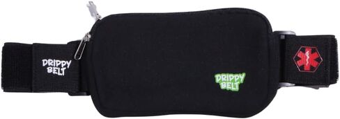 Kids Fanny Pack Belt - Drippy Belt - مصنوع للأطفال ذوي المعدات الطبية - خصر قابل للتعديل مع امتداد ، قبضة قوية مع الخطاف والحلقة Fastner ، سحاب مزدوج أعلى لسهولة الوصول (أسود) in Kuwait
