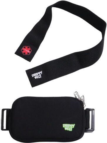 Kids Fanny Pack Belt - Drippy Belt - مصنوع للأطفال ذوي المعدات الطبية - خصر قابل للتعديل مع امتداد ، قبضة قوية مع الخطاف والحلقة Fastner ، سحاب مزدوج أعلى لسهولة الوصول (أسود) in Kuwait