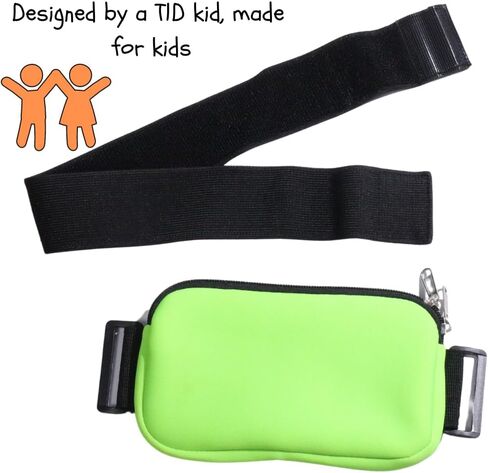 Kids Fanny Pack Belt - Drippy Belt - مصنوع للأطفال ذوي المعدات الطبية - خصر قابل للتعديل مع امتداد ، قبضة قوية مع الخطاف والحلقة Fastner ، سحاب مزدوج أعلى لسهولة الوصول (أسود) in Kuwait