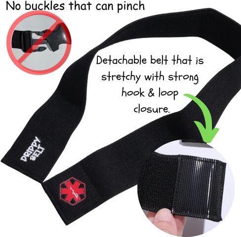 Kids Fanny Pack Belt - Drippy Belt - مصنوع للأطفال ذوي المعدات الطبية - خصر قابل للتعديل مع امتداد ، قبضة قوية مع الخطاف والحلقة Fastner ، سحاب مزدوج أعلى لسهولة الوصول (أسود) in Kuwait