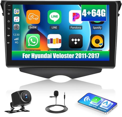 [2+64G] Android 13 Car Stereo for Hyundai Veloster 2011-2017 with Wireless Carplay&Android Auto,9 Inch Touch Screen Car Radio with Mirror Link Bluetooth FM/RDS WiFi GPS EQ SWC+ Backup Camera in Kuwait